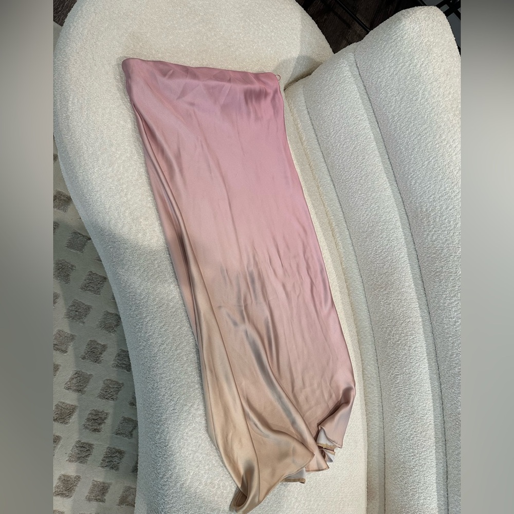 Zara strapless satin ombré dress